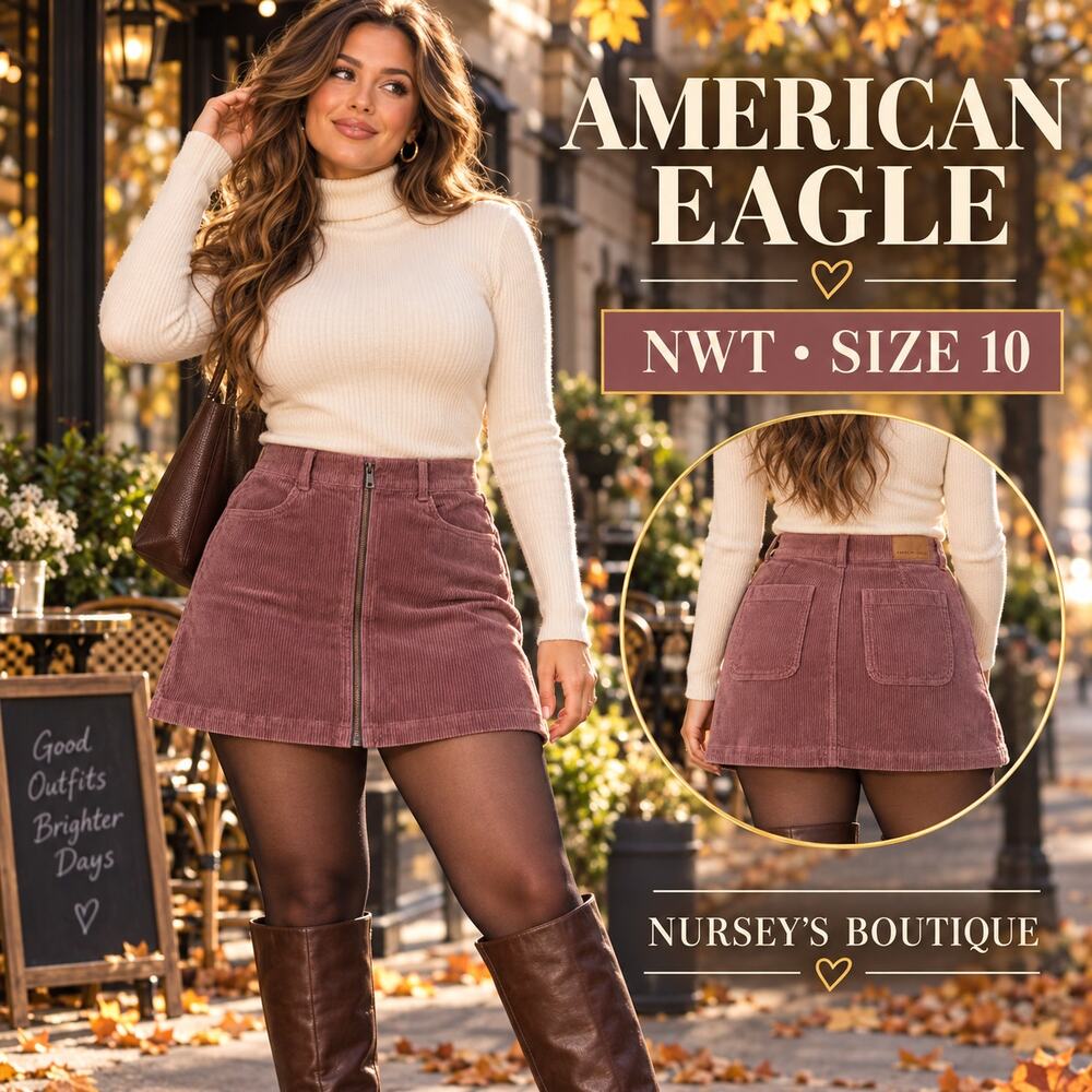 American Eagle NWT Size 10 High Rise Corduroy Zip Front Mini Skirt